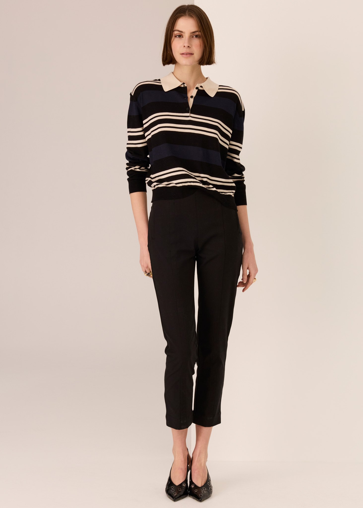 POL | BLACK/PEBBLE/INK PARREL POLO KNIT.