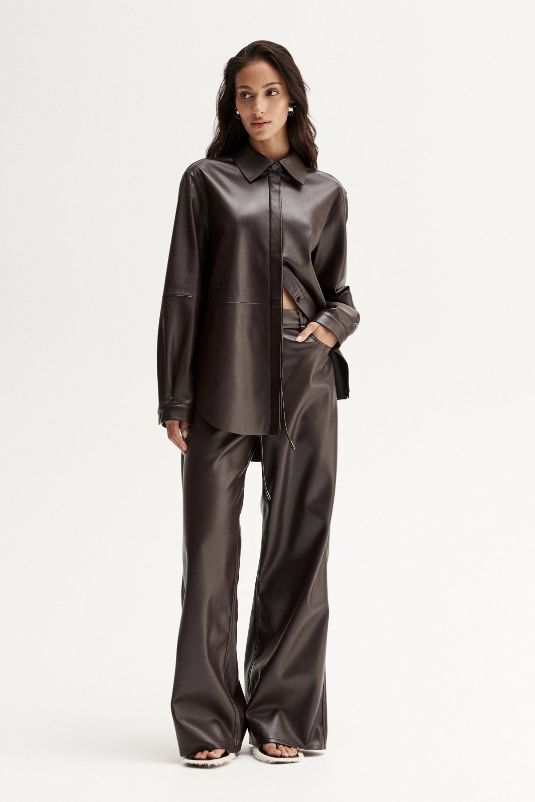 ELKA COLLECTIVE | SHIRAZ FAUX LEATHER SHIRT.