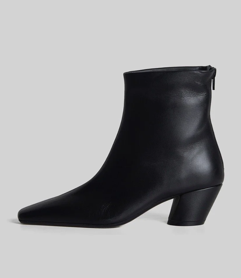 JVAM | BLACK CUBAN HEEL SOCK INSPIRED ZIP BOOT.