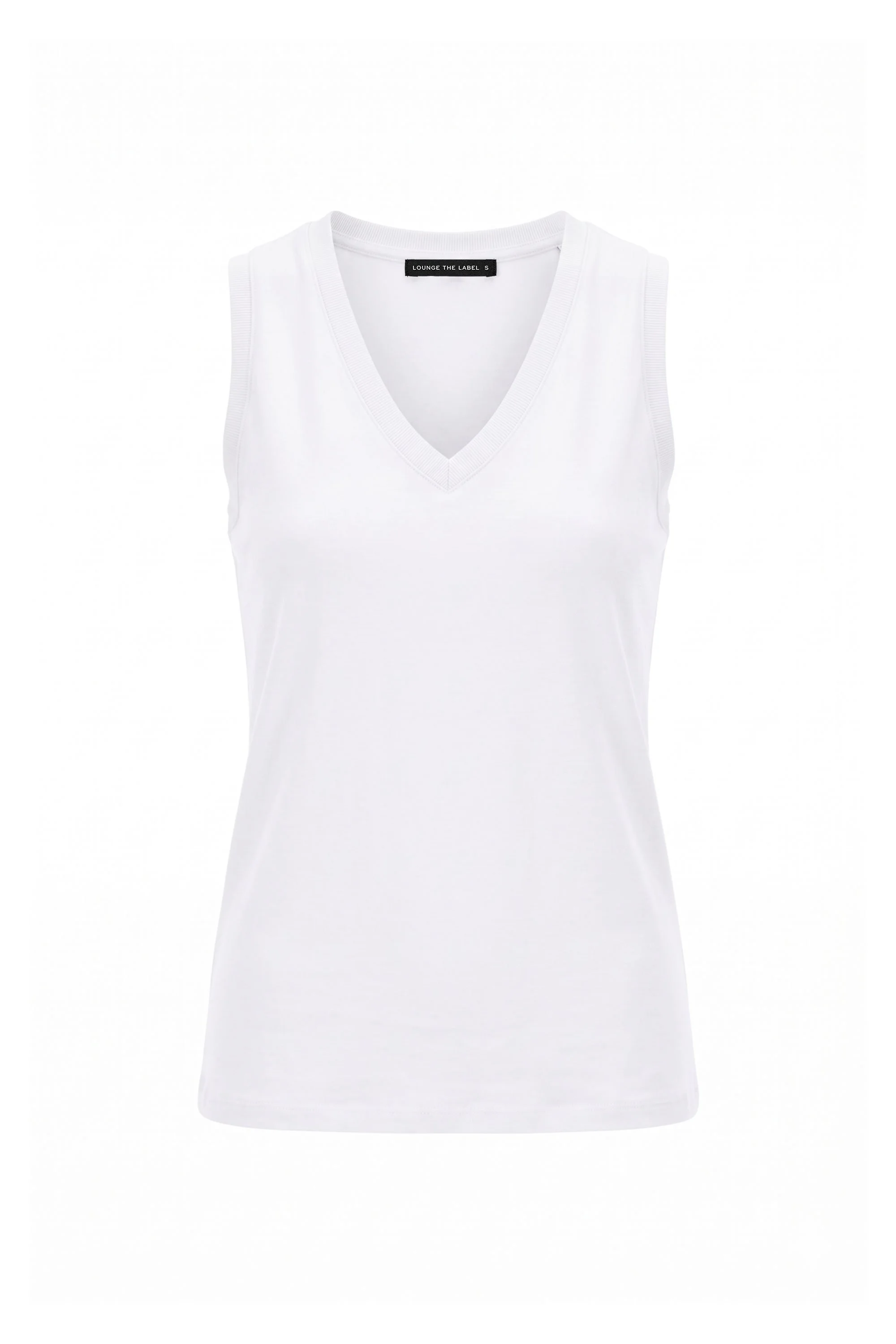 LOUNGE | WHITE V NECK TANK.