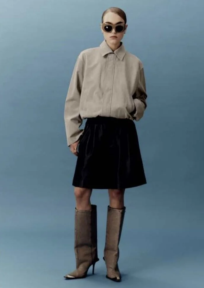 ENA PELLY | TOFFEE SUEDE BOMBER JACKET.