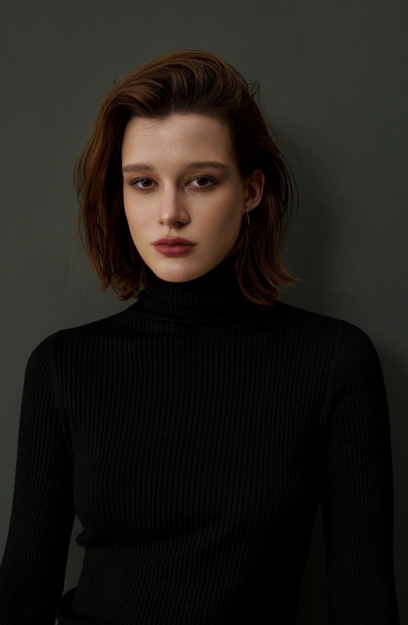 ALETE THREADS | BLACK WOOL CASHMERE RIB KNIT SKIVVY.
