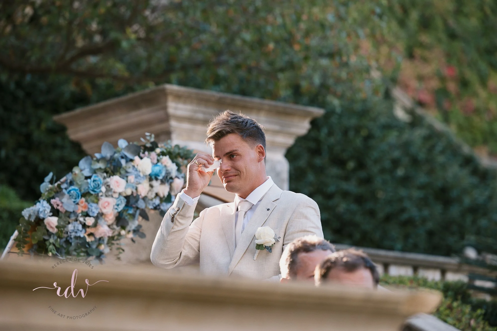 Perth Wedding Photography. Caversham house. Ceremony. Groom feeling all the emotions