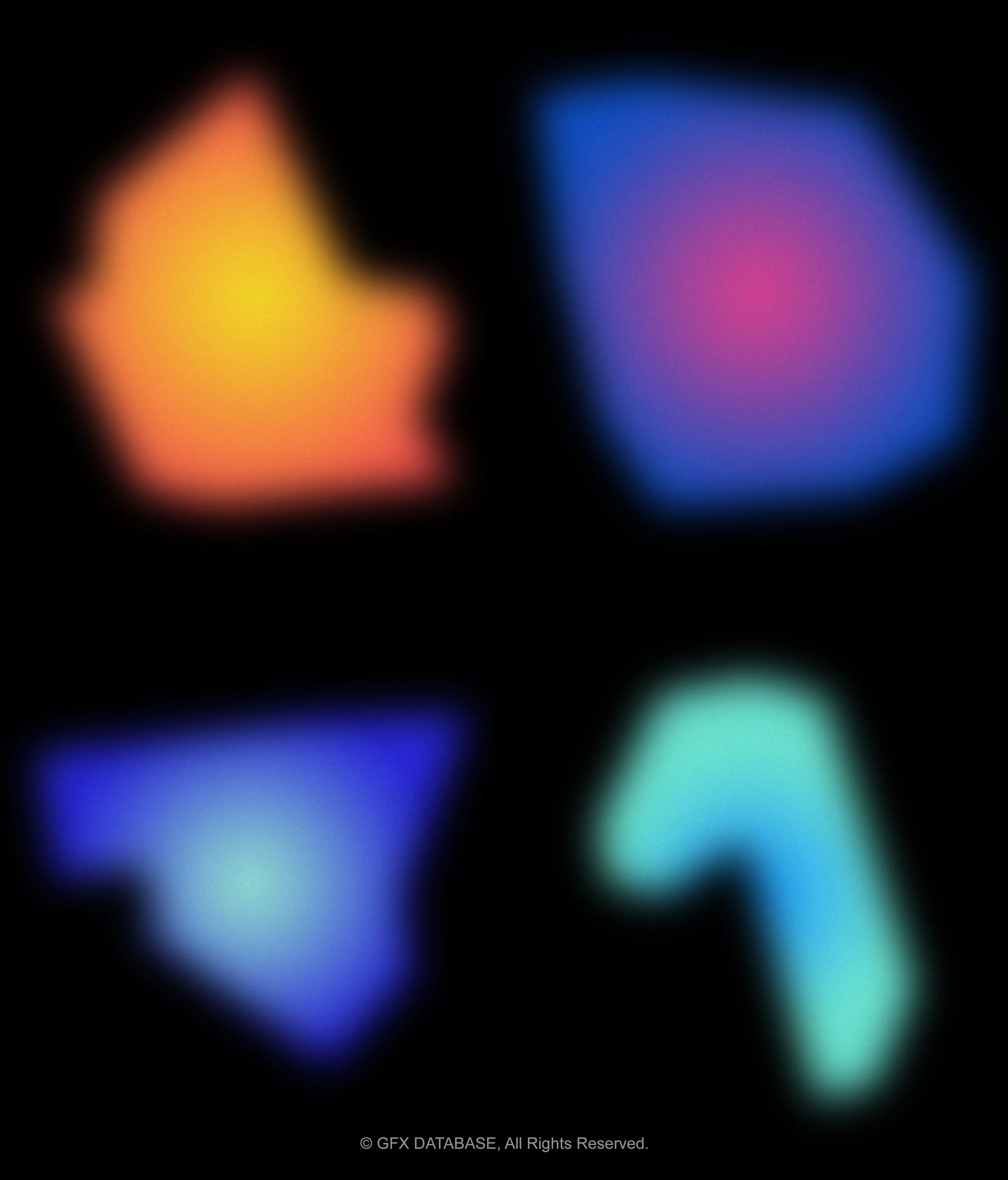 Close-up of soft gradient mark shapes with vivid colour transitions on dark background