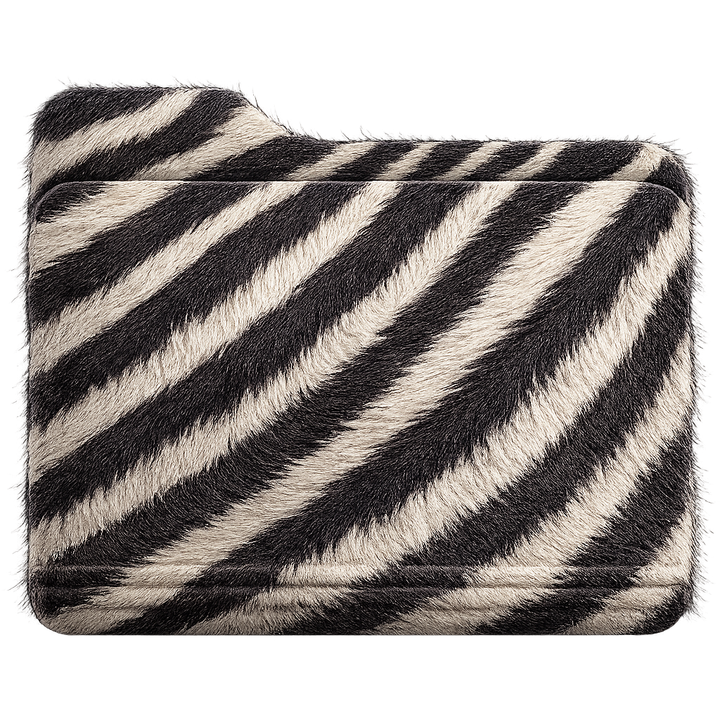 Faux designer clutch purse with black and white zebra stripe pattern.