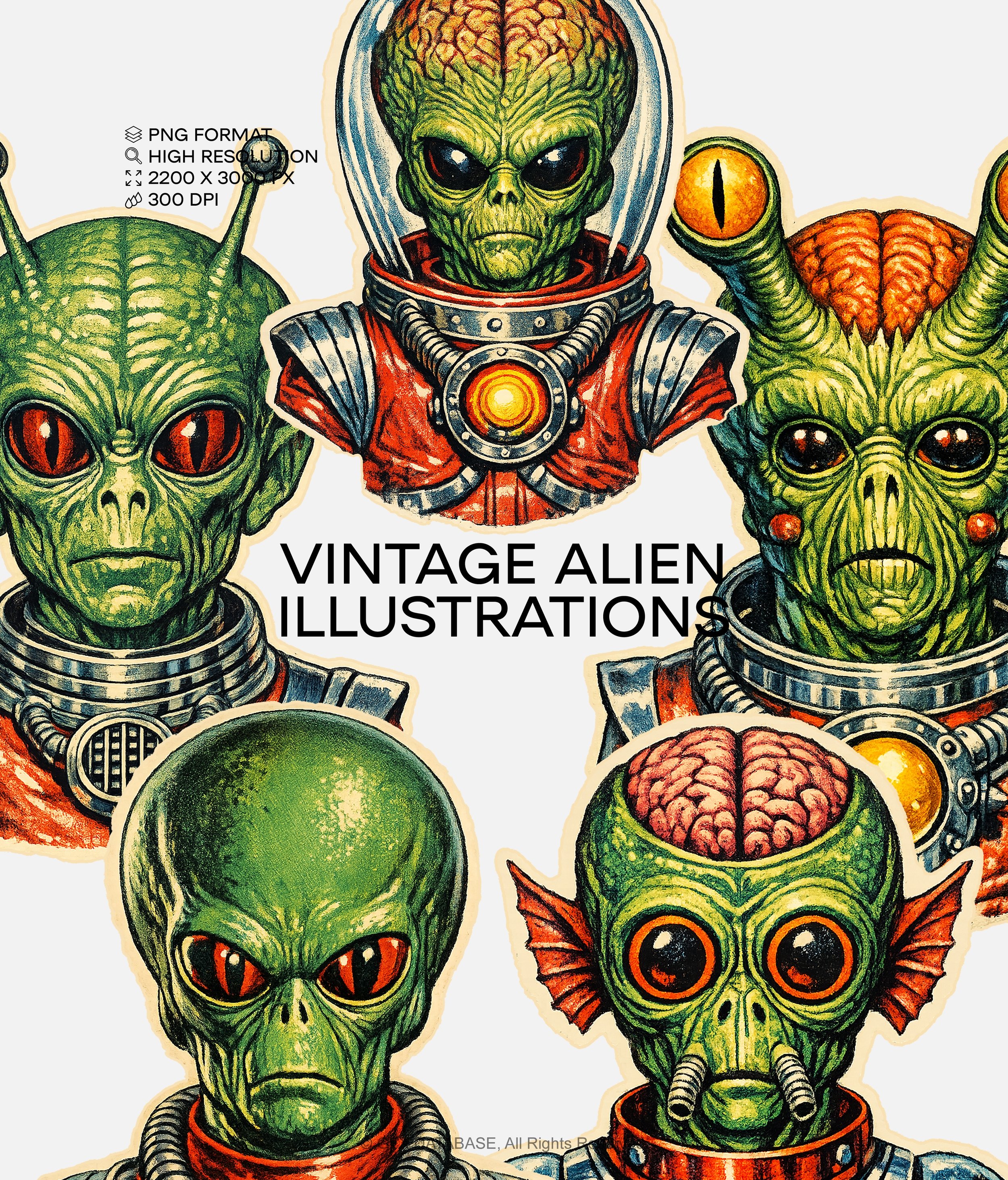 Vintage Alien Illustrations