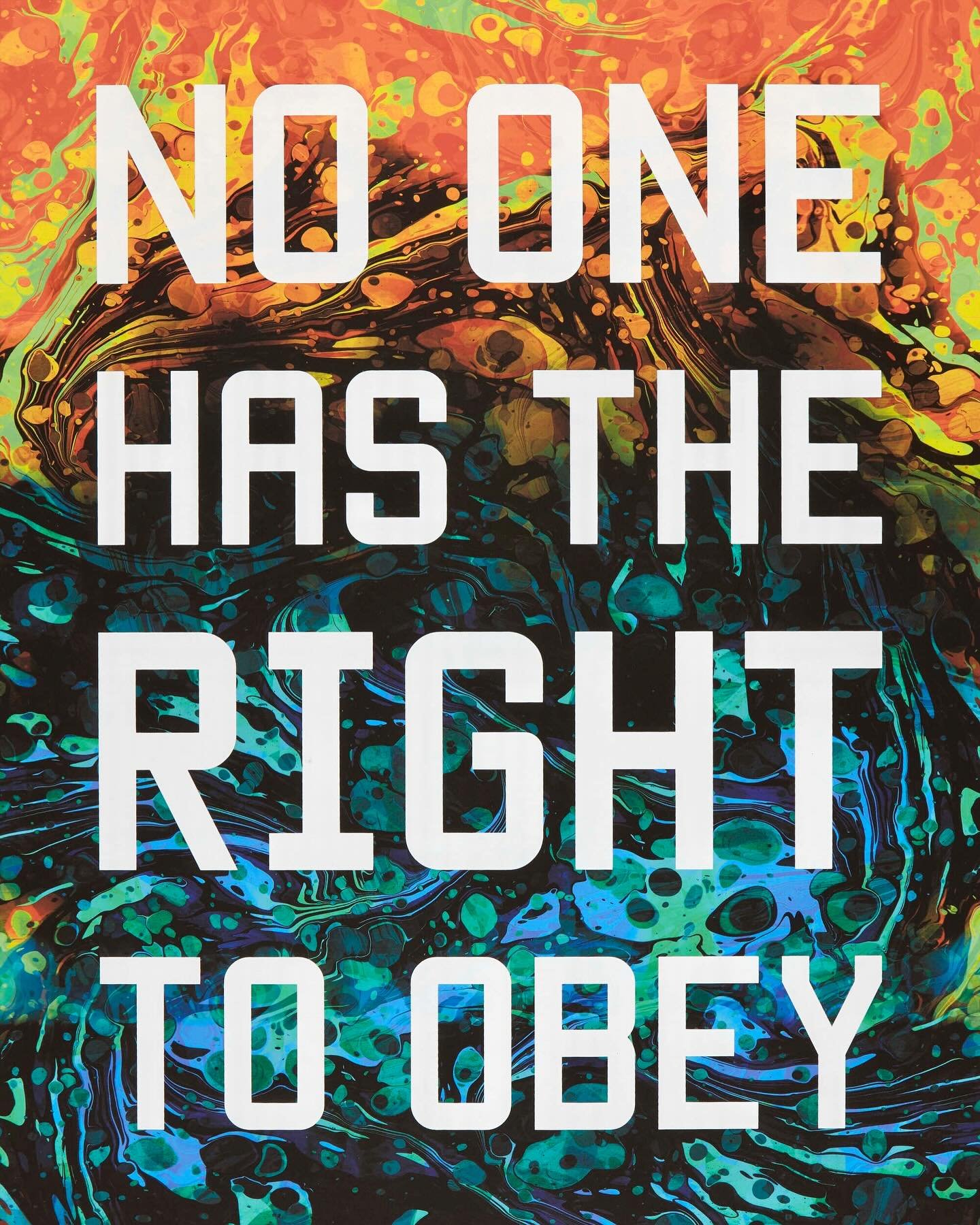 ⚖️ Mark Titchner - No One Has The Right To Obey ⚖️

available now at playgroundldn.co.uk

Archival Pigment print with screen print text, 330gsm Somerset Satin Enhanced

58.42 x 43.18 cm (23 x 17 in)

Edition 24/25

From the portfolio Artists with Lib