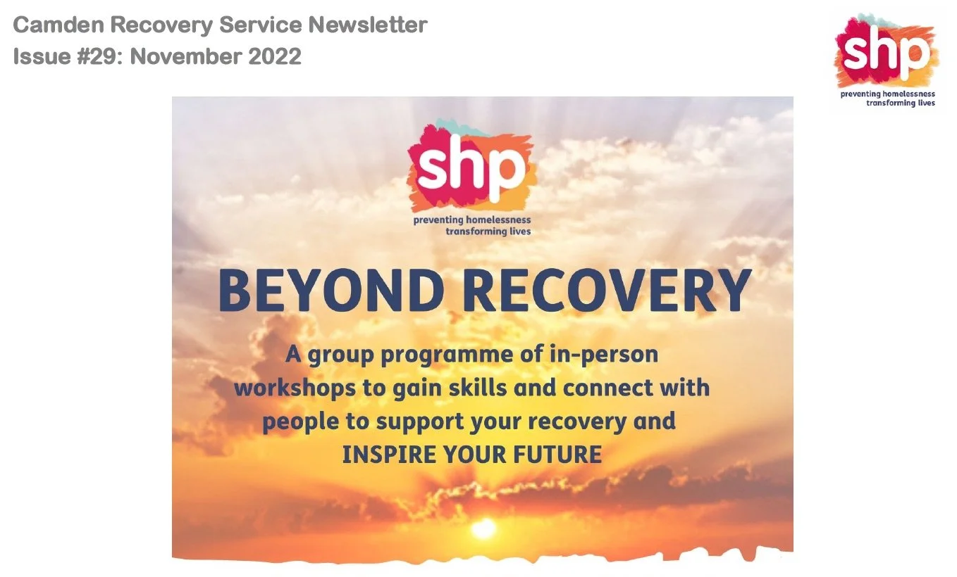 Camden Recovery, Aftercare and ETE Services Newsletter - November 2022