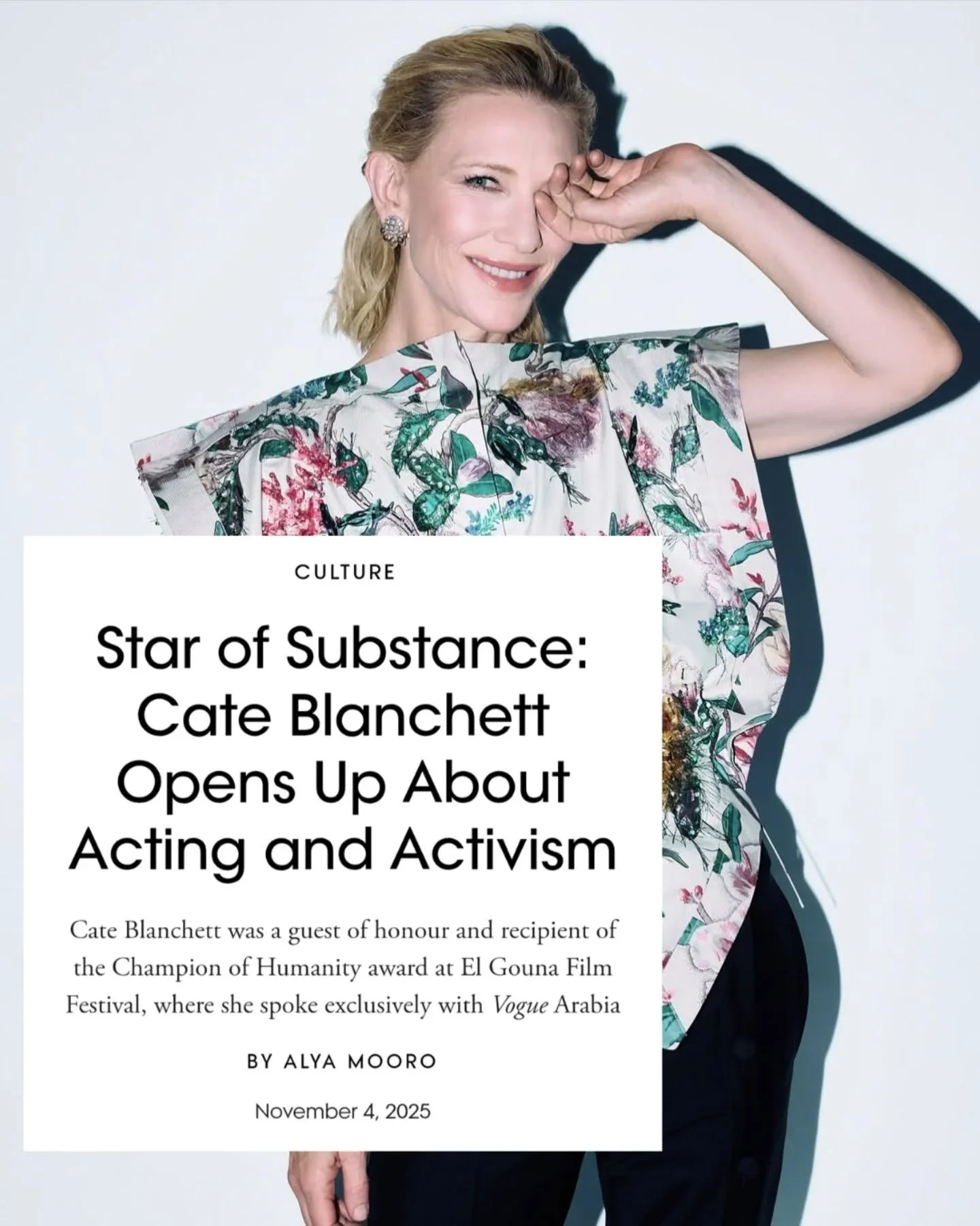 It was an honour to sit down with #CateBlanchett at @gff, where she was recognised with the Champion of Humanity award for over a decade of advocacy with @refugees.

We spoke about empathy&rsquo;s role in both art and activism, the responsibility of 