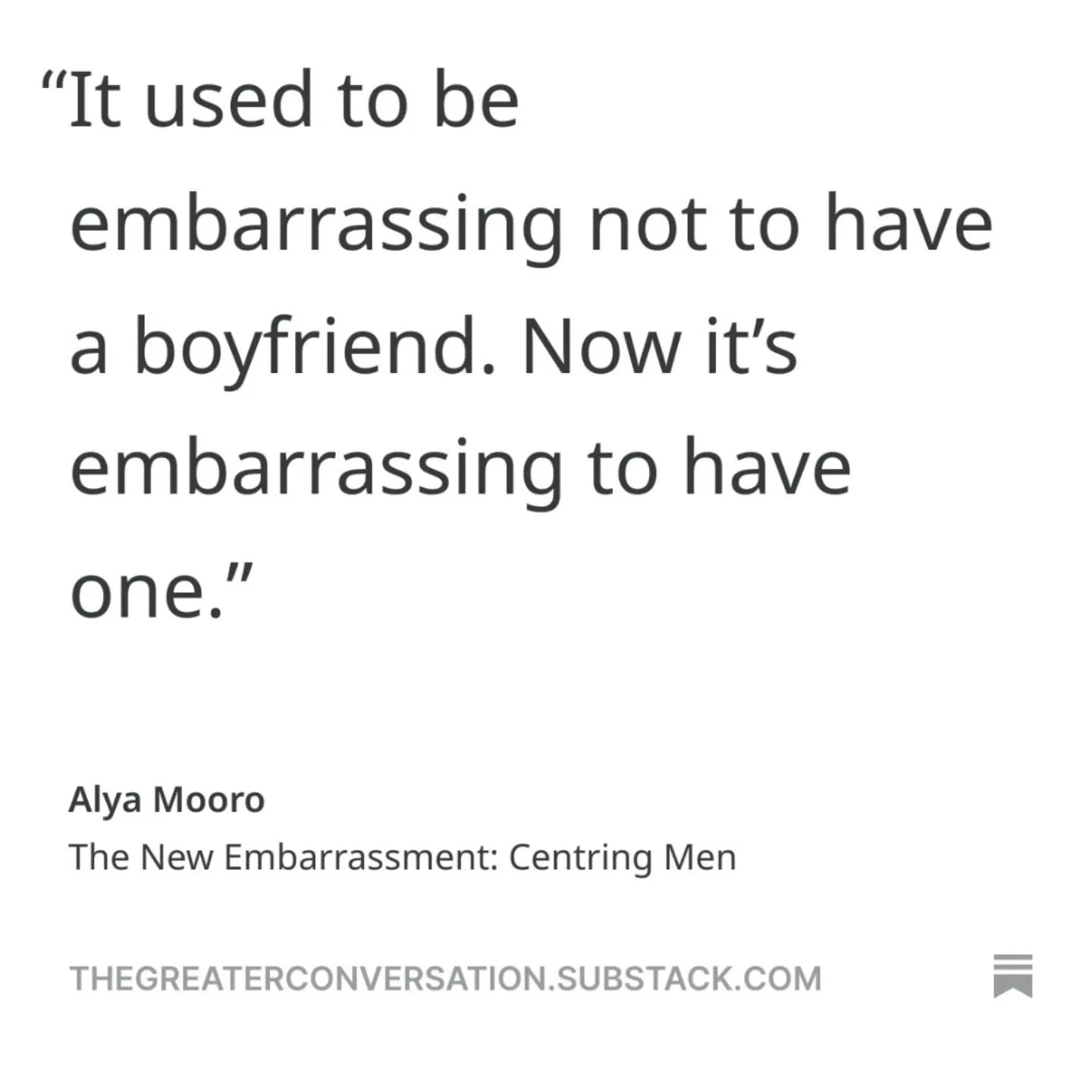 When I read @chantayyjayy's piece for @britishvogue asking &ldquo;is having a boyfriend embarrassing now?&rdquo; I breathed a sigh of relief. It used to be embarrassing not to have a boyfriend - to other people, at least. Now it&rsquo;s embarrassing 