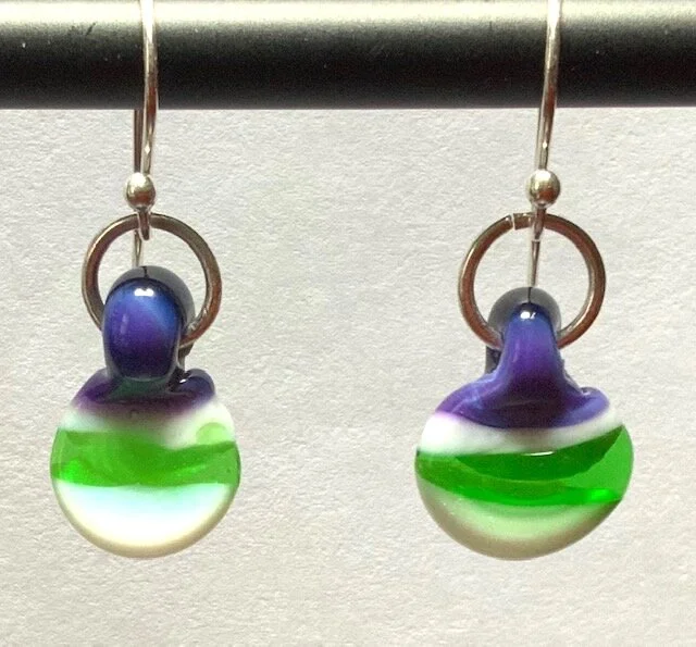 Lavender, Green and White Glass Beads