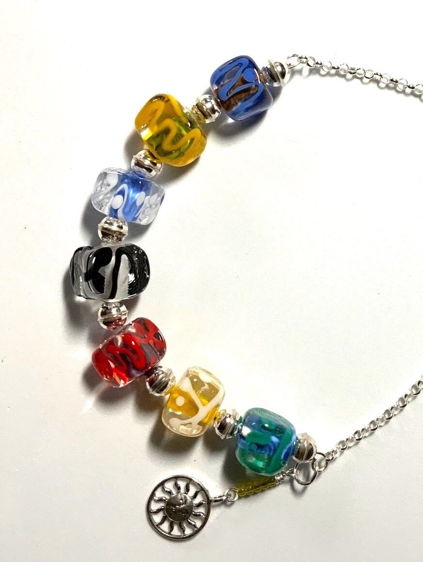 Square Glass Bead Necklace 