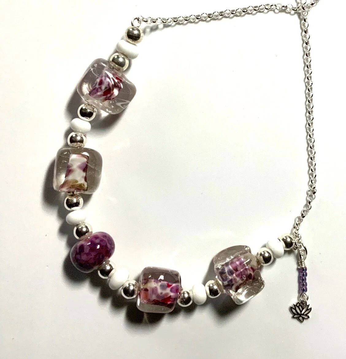 Rose Colored Glass Bead Necklace 