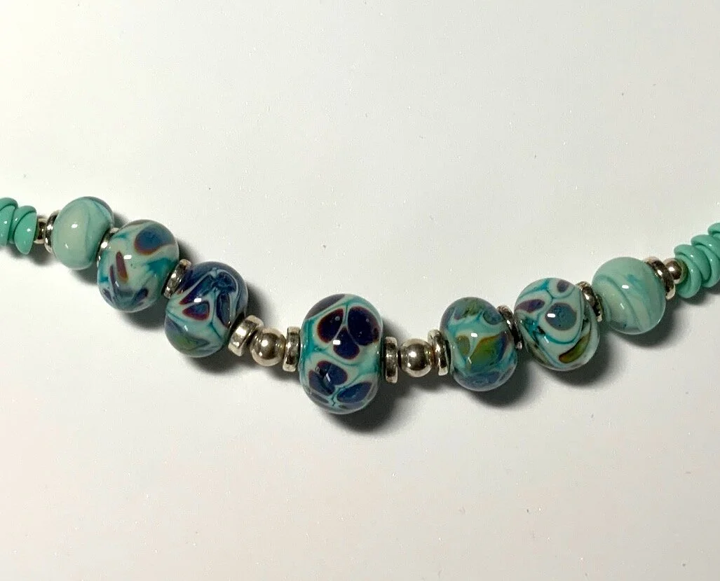 Aqua Blue Glass Bead Necklace