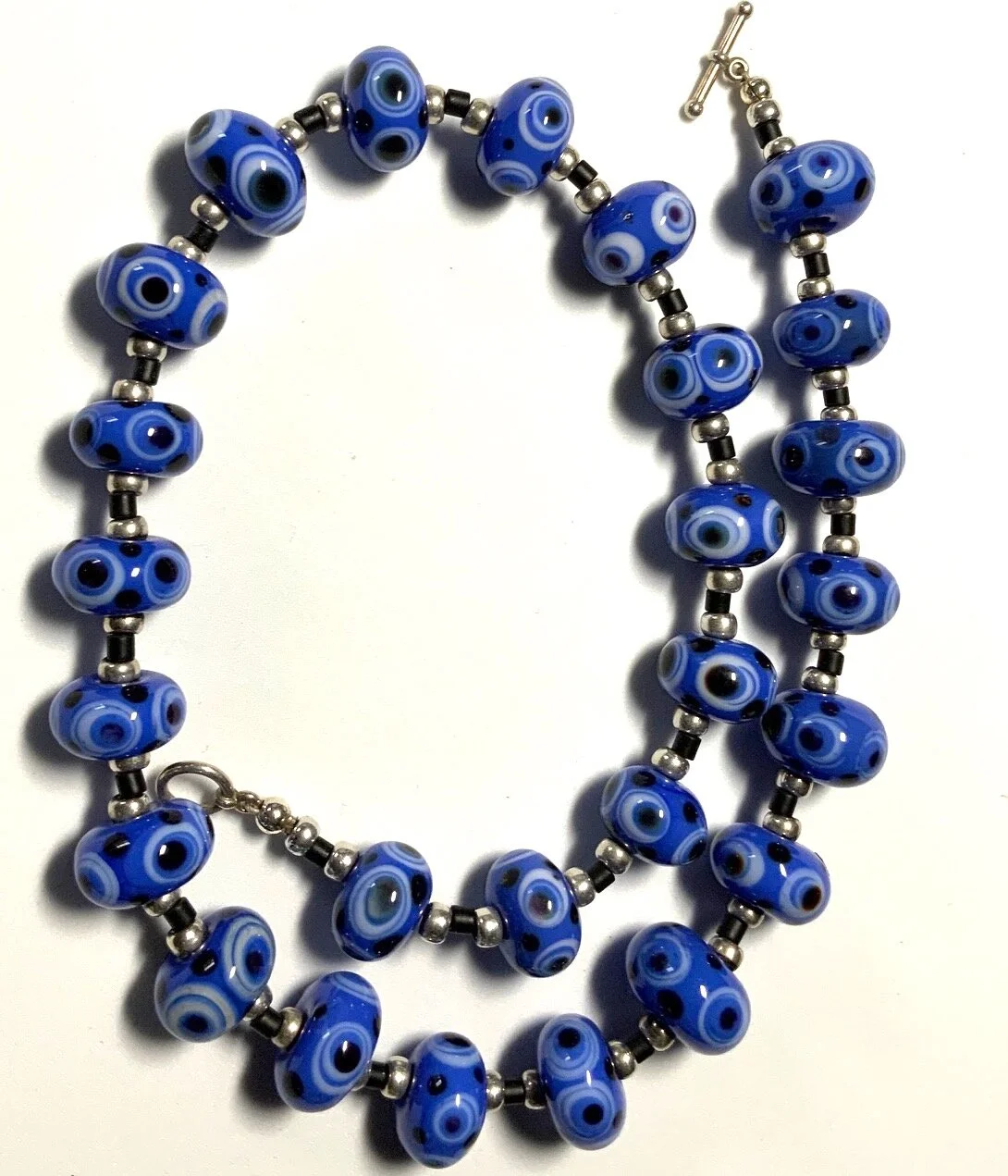 Black, Blue and White Polka Dot Necklace