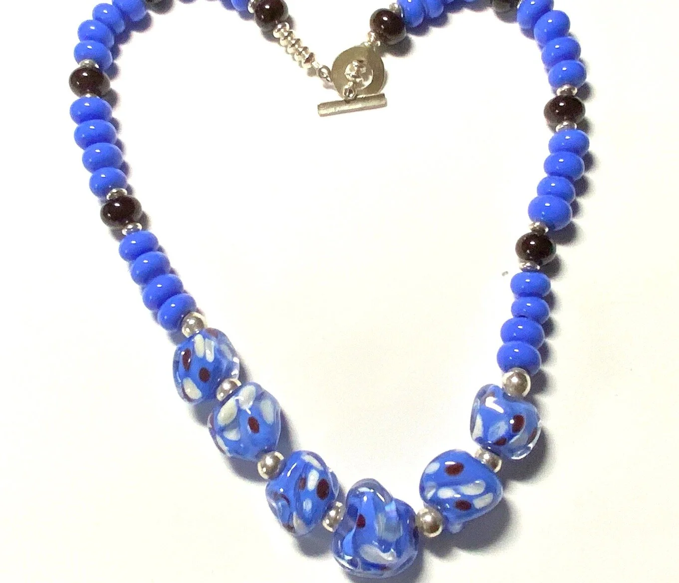 Black and Blue Wonky Glass Bead Necklace