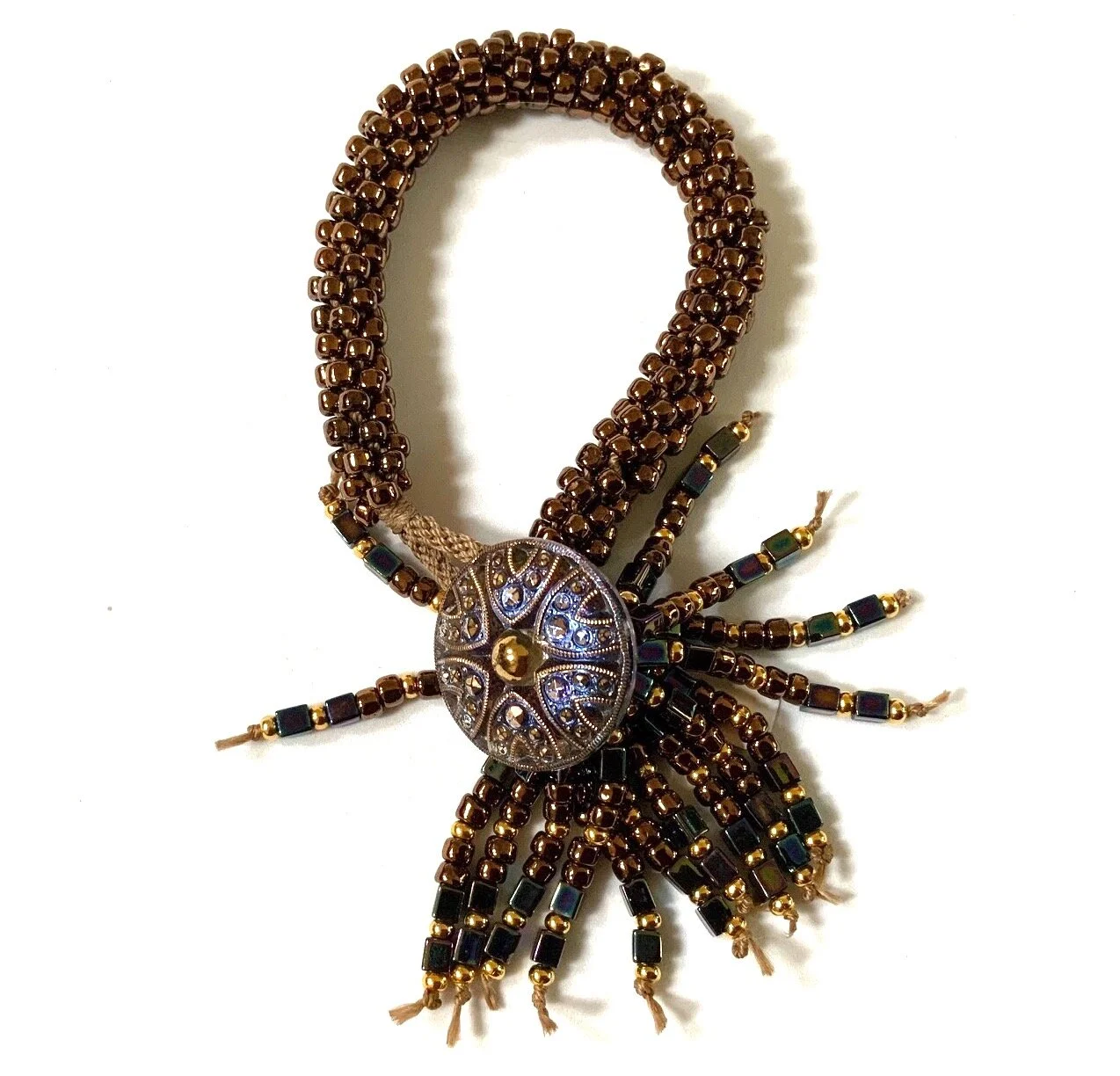 Kumihimo Beaded Bracelet Black