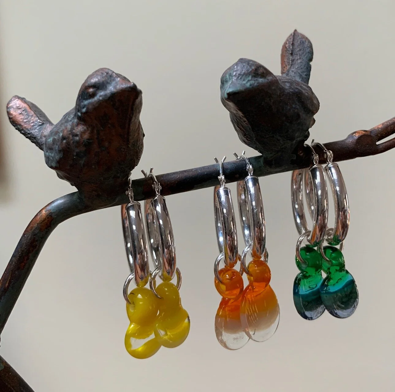  Sterling Silver Hoops with Glass Beads