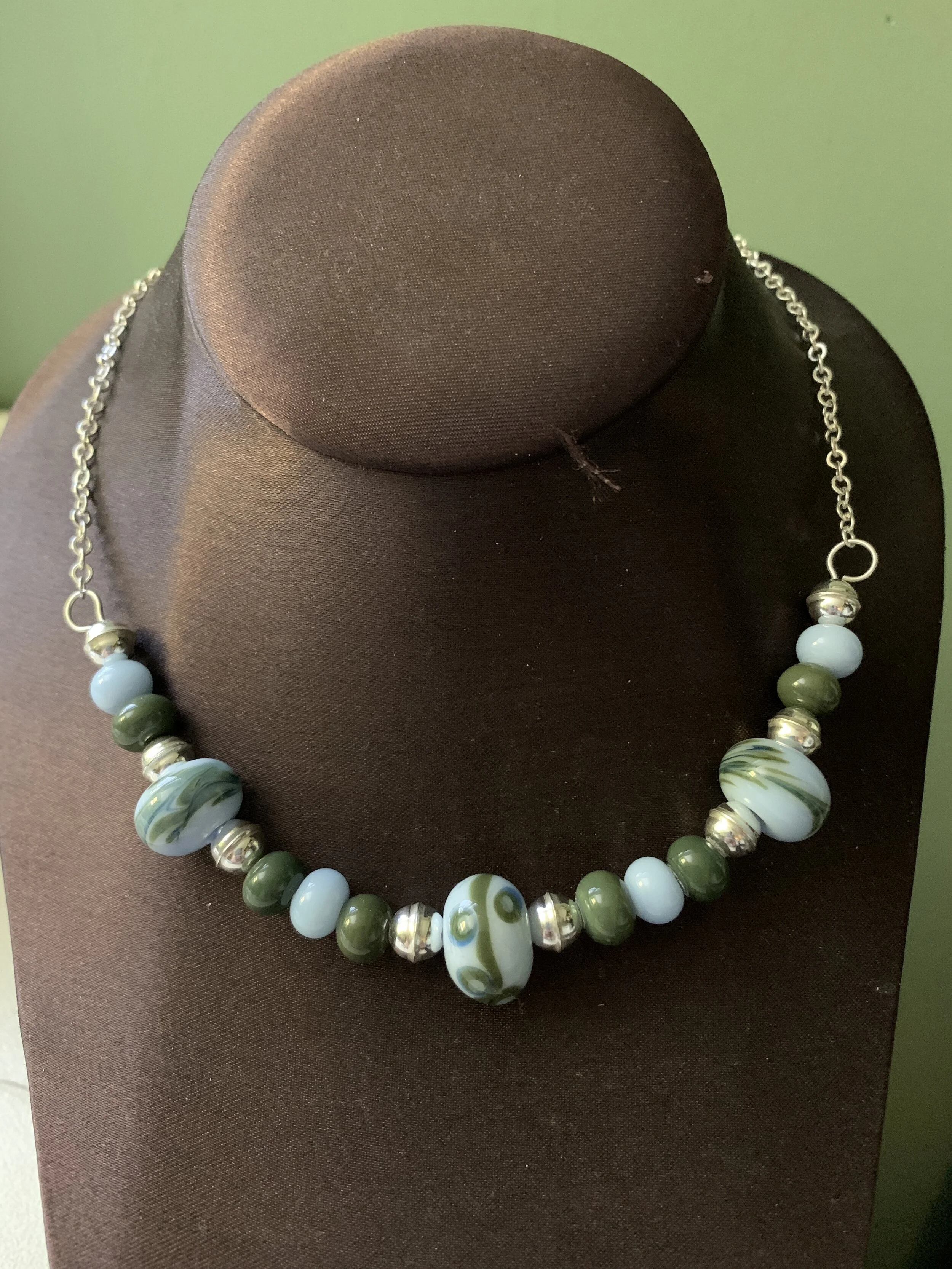 Olive Green and Blue Necklace