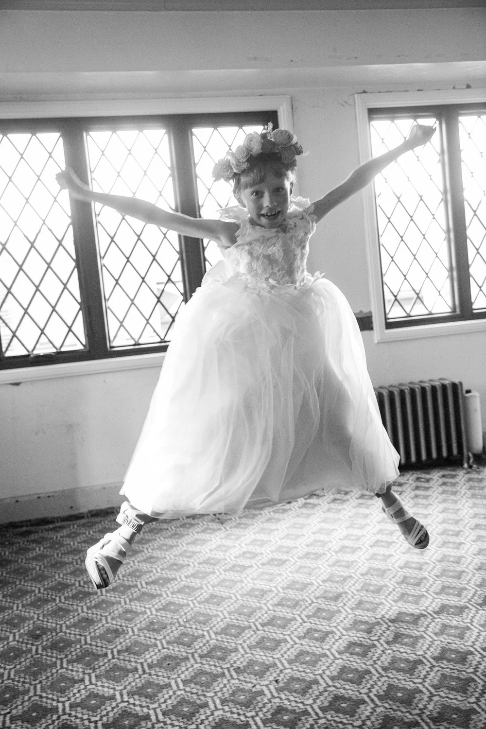 flower girl jumping