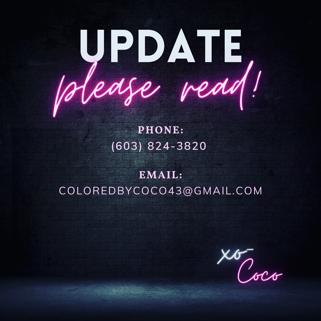 ✨UPDATE✨

Finally got a separate business line to communicate with all of you beautiful humans. I ask that moving forward, ANY and ALL hair related questions, inquiries, appointment changes/requests/etc&hellip; 

PLEASE only contact me via my busines