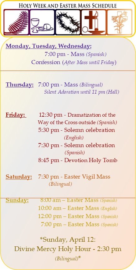 Holy Week &amp; Easter Mass Schedule