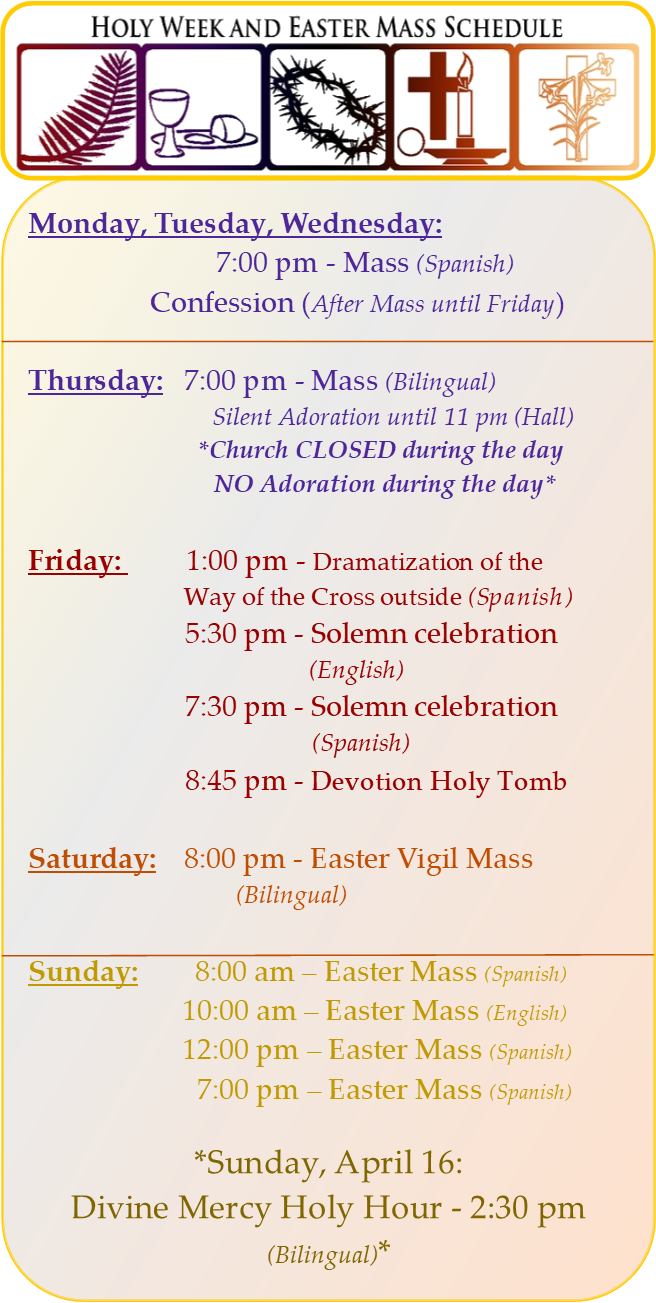 Holy Week & Easter Mass Schedule — Most Holy Redeemer