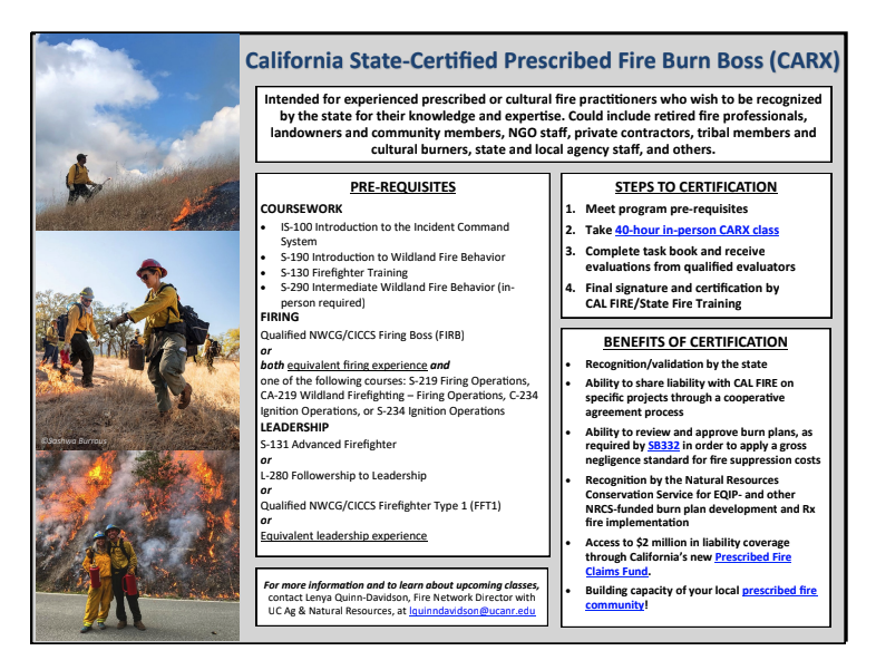 California State-Certified Burn Boss (CARX) class