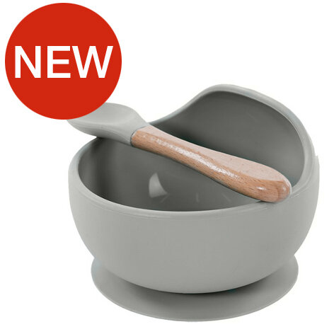 BJ500600 SUCTION BOWL + SPOON SILICONE GREY