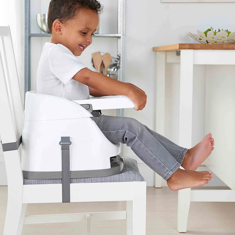 Alzasedia Per Bambini Quadrato Con Cinture | Rialzo Antiscivolo Regolabile Per Casa, Ristoranti E Teatri, Grigio