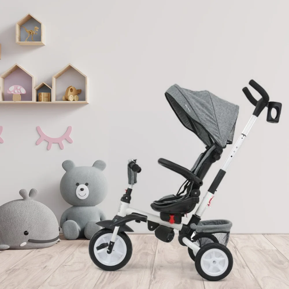 Triciclo Evolutivo 6 In 1 Rosa Per Bambini 9 Mesi-5 Anni | Pieghevole Con Sedile Reversibile E Tettuccio