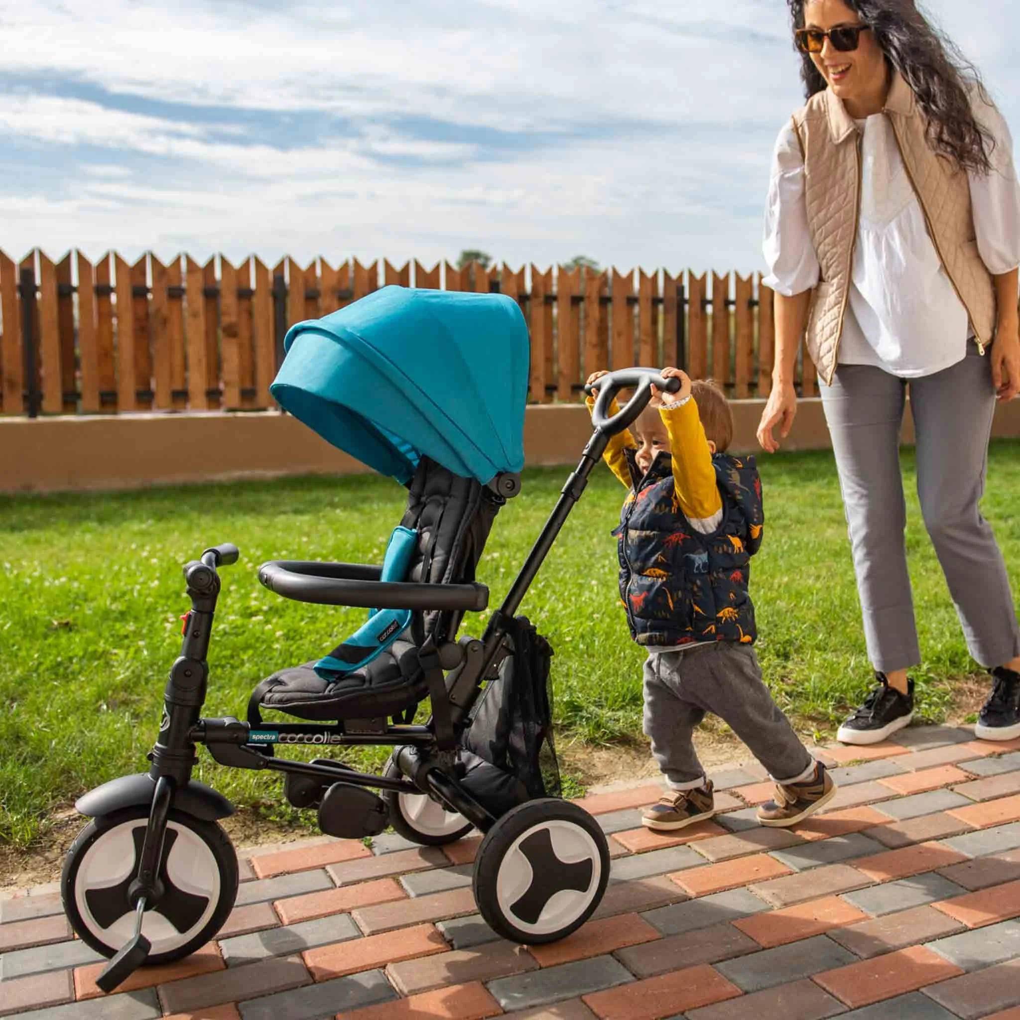 Triciclo & Passeggino 6 in 1 SPETTRO 360° Pieghevole Extra Compatto Turchese