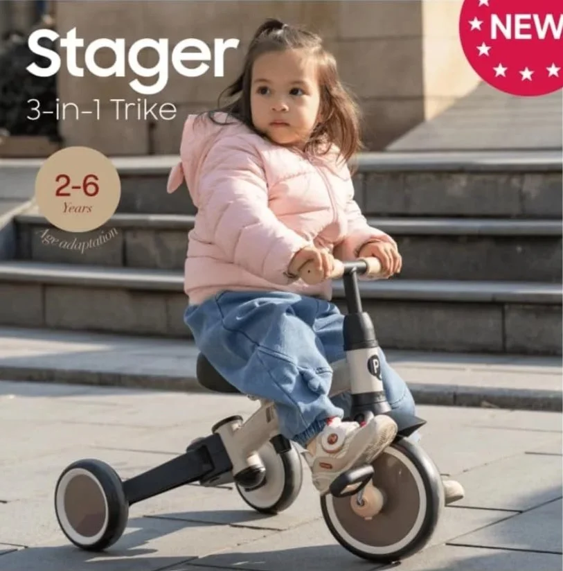 Qplay Triciclo Evolutivo Trike Stager | Bicicletta di equilibrio 2 in 1 con barra di spinta per neonati e bambini piccoli | Ideale da 1 a 4 anni