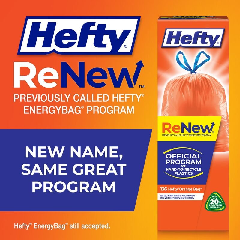 Hefty ReNew Orange Drawstring Trash Bag - 13 Gallon - 20ct