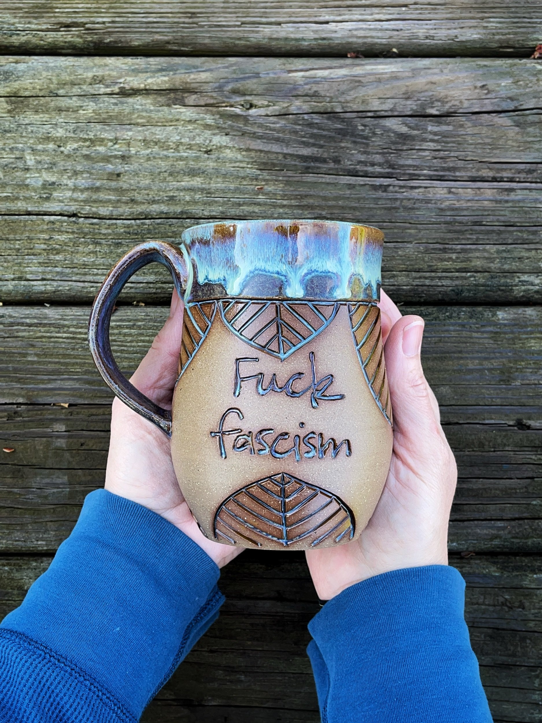 PREORDER Fuck Fascism Vertical Leaves Mug (16-20oz)