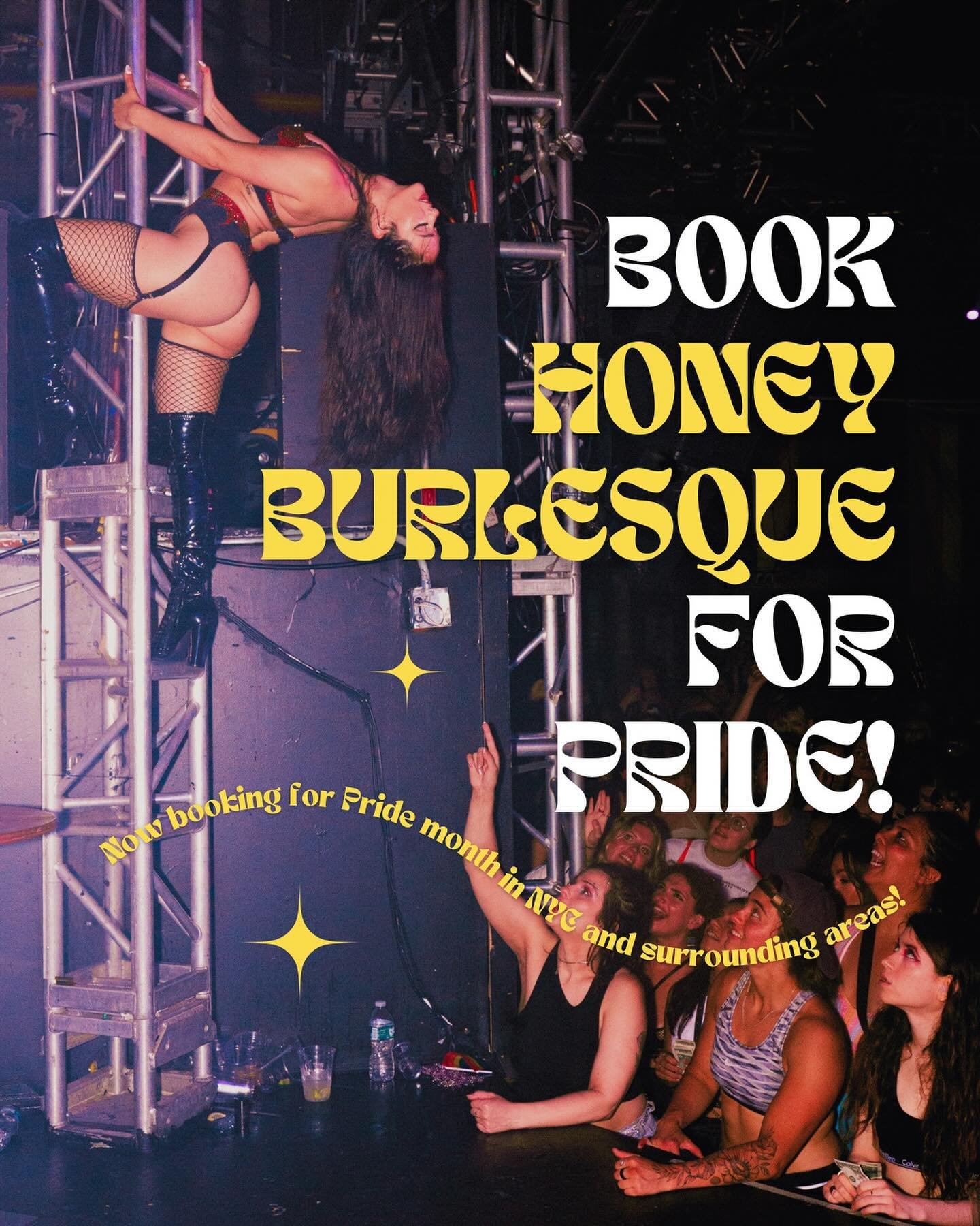 In search of queer entertainment for your events this Pride month? Look no further! Hire Honey Burlesque to spice up your party! 🌈🐝💋
⠀⠀⠀⠀⠀⠀⠀⠀⠀
Email us at info@honeyburlesque.com for information on pricing, availability, and more!

⚡️ Our calendar