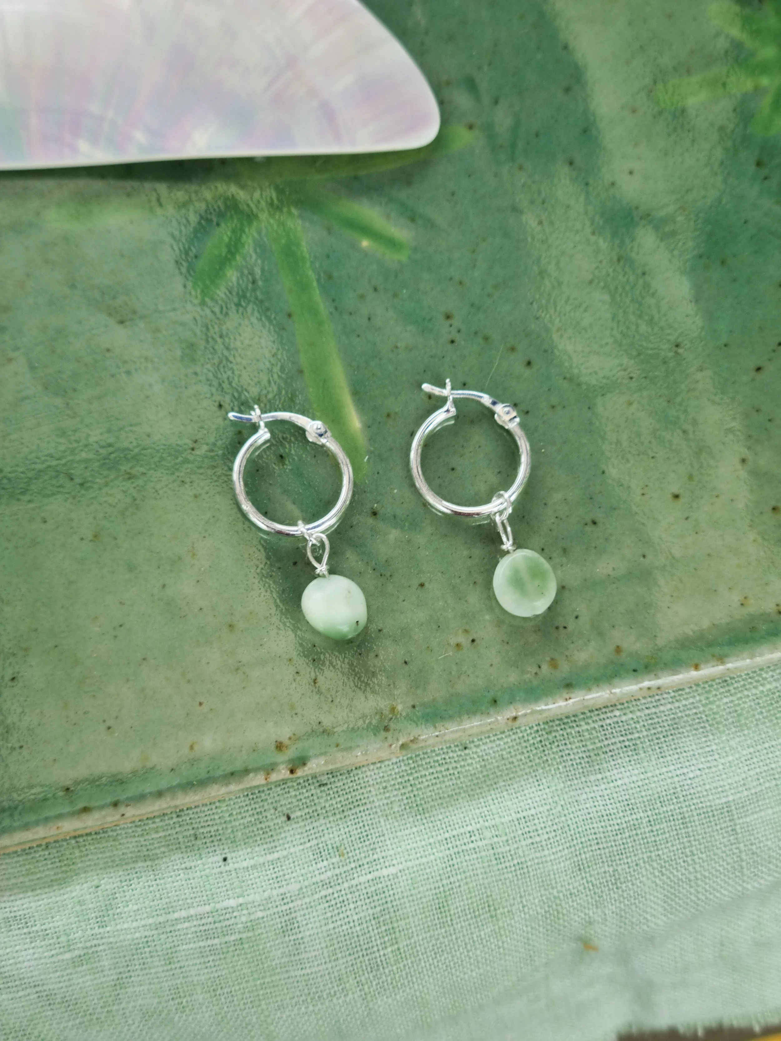 Vera amazonite sterling silver huggie earrings