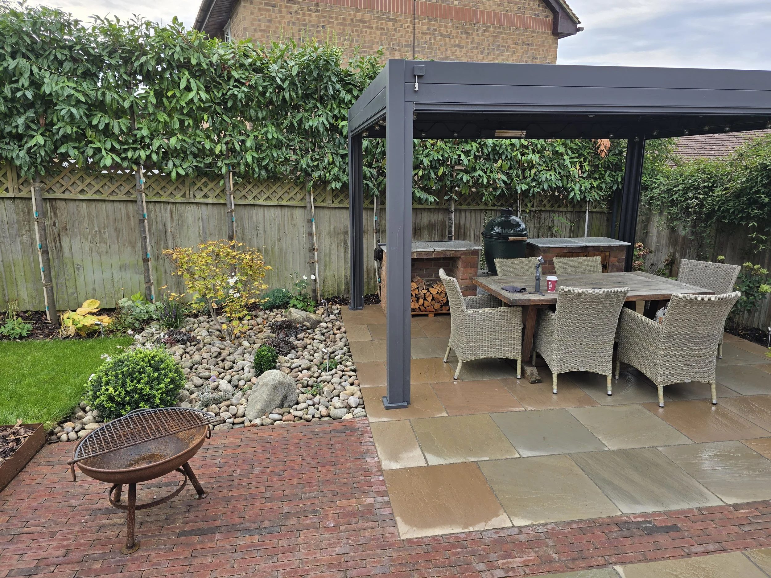 Clay Pavers Define the Spaces and give a perfect place for the Fire Pit