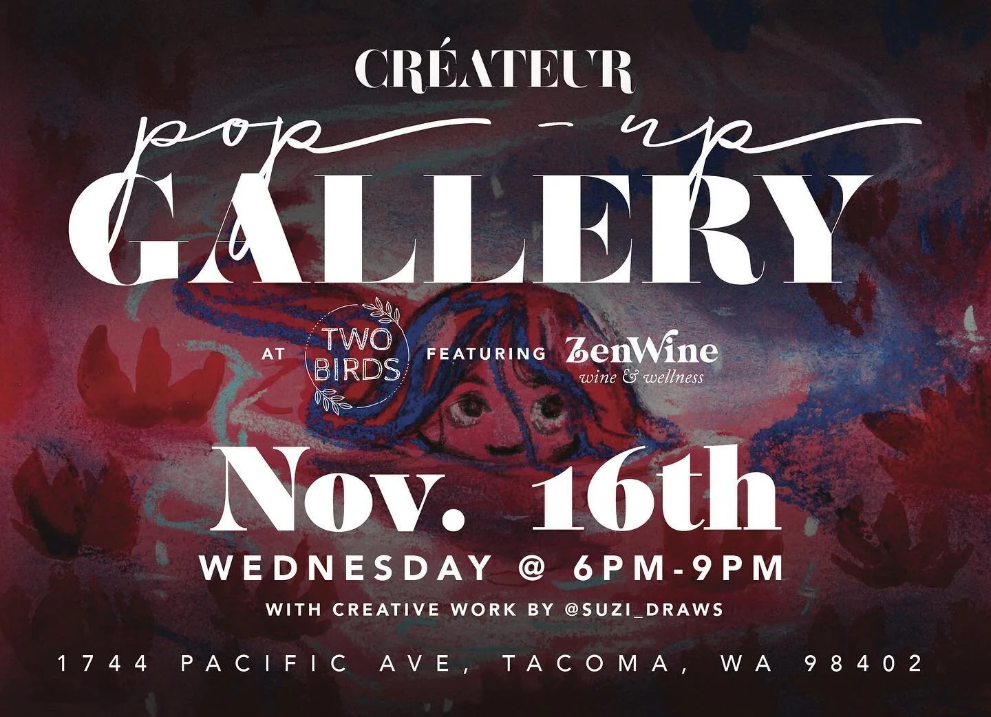 This Wednesday we hope to see you @twobirds.ecoshop for some&hellip; 

🖼️ local works by @aria_bird @meuffyart and @suzi_draws 
🍷 local wine by @zen_wine 
🌟10% off your @twobirds.ecoshop purchase when you buy a @createurzine or gallery work!
🎁 an