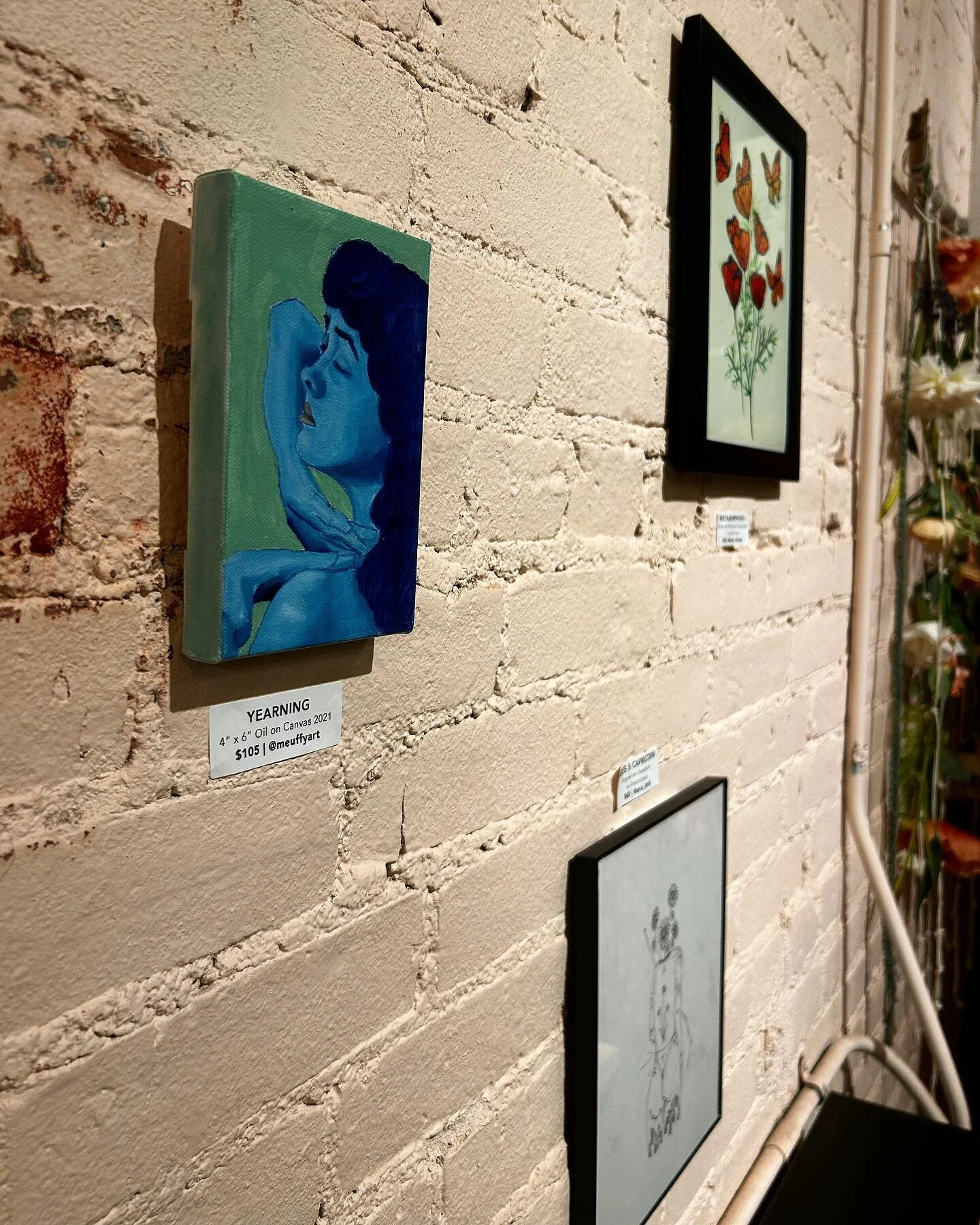 Thank you for a wonderful 1st Pop-Up Gallery with us at @twobirds.ecoshop 🔥@meuffyart sold 1 out of 3 pieces shown and @suzi_draws sold 2 out of 3 pieces shown! 🍷 It&rsquo;s so fun to be able to do Pop-Up Galleries in new local venues &amp; have a 