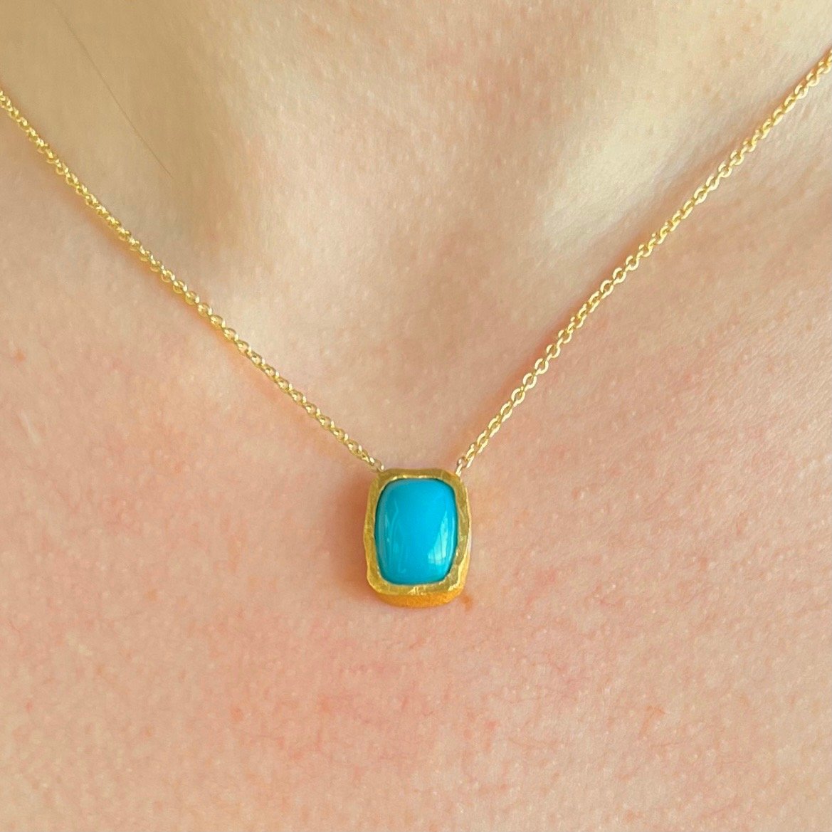 Devta Doolan Chrysocolla Pendant 22K Gold