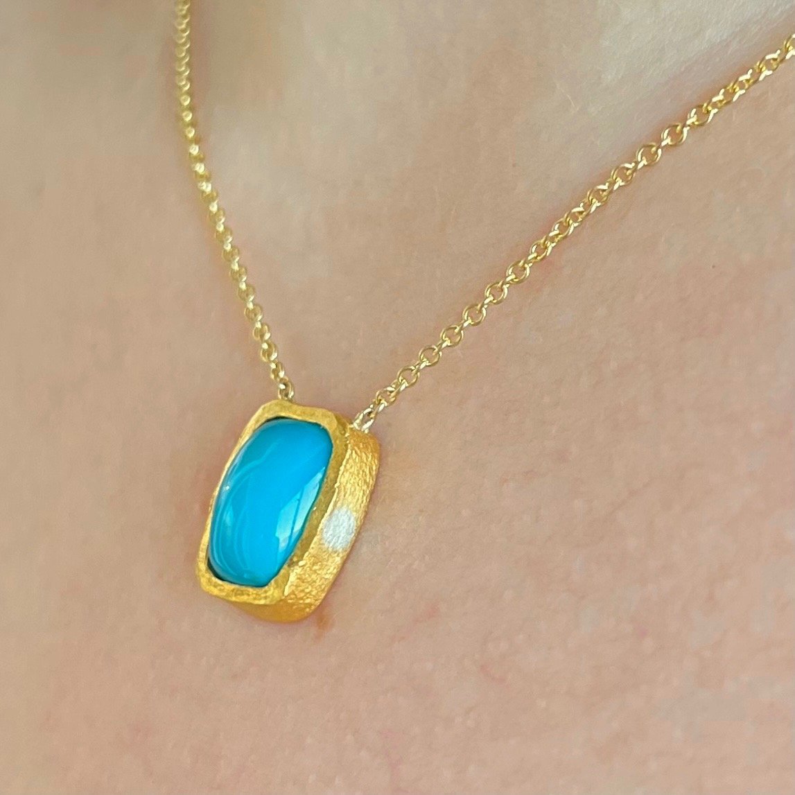 Devta Doolan Chrysocolla Pendant 22K Gold