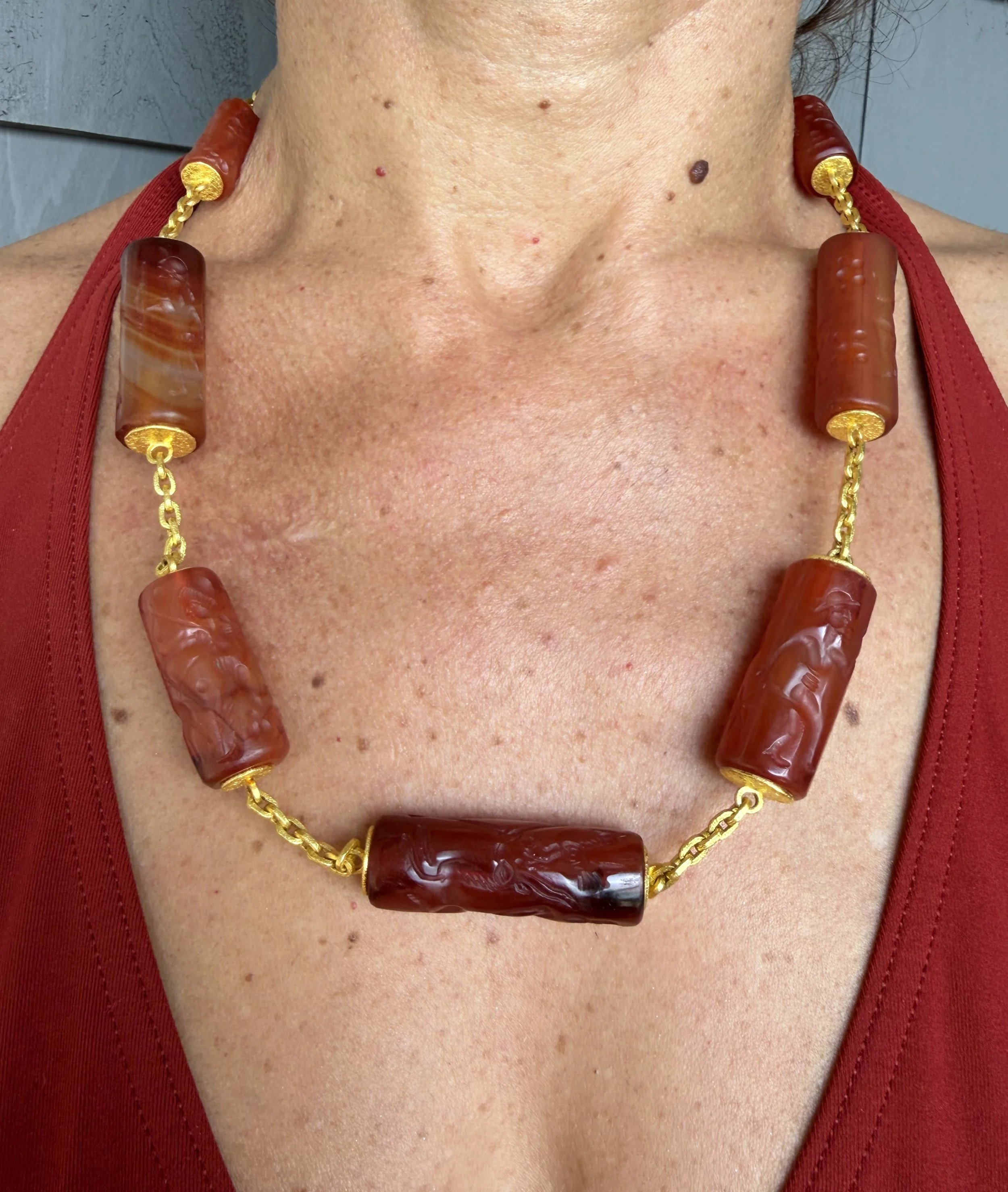 Antique Carved Carnelian Necklace