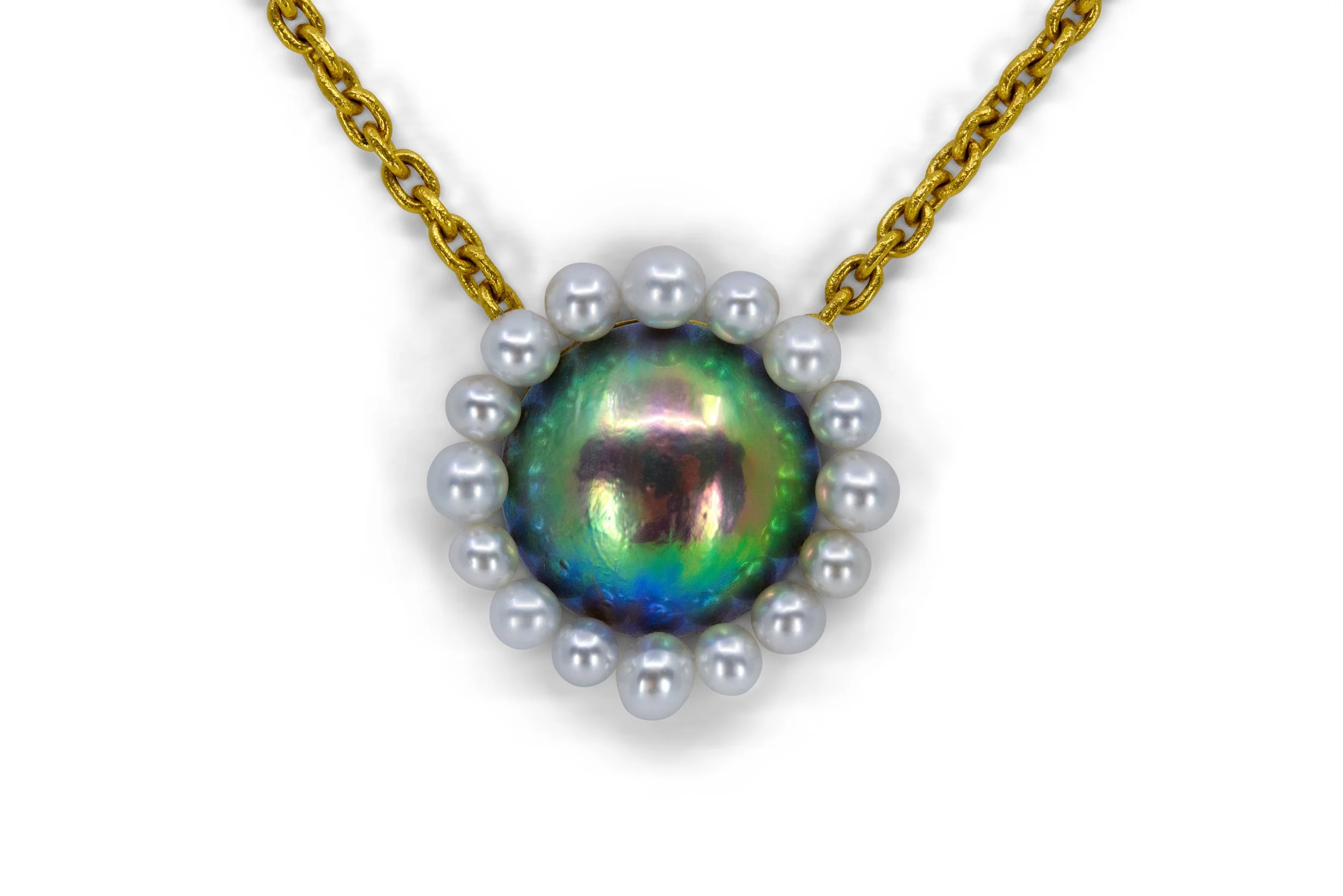 Abalone and Keshi Pearl Necklace