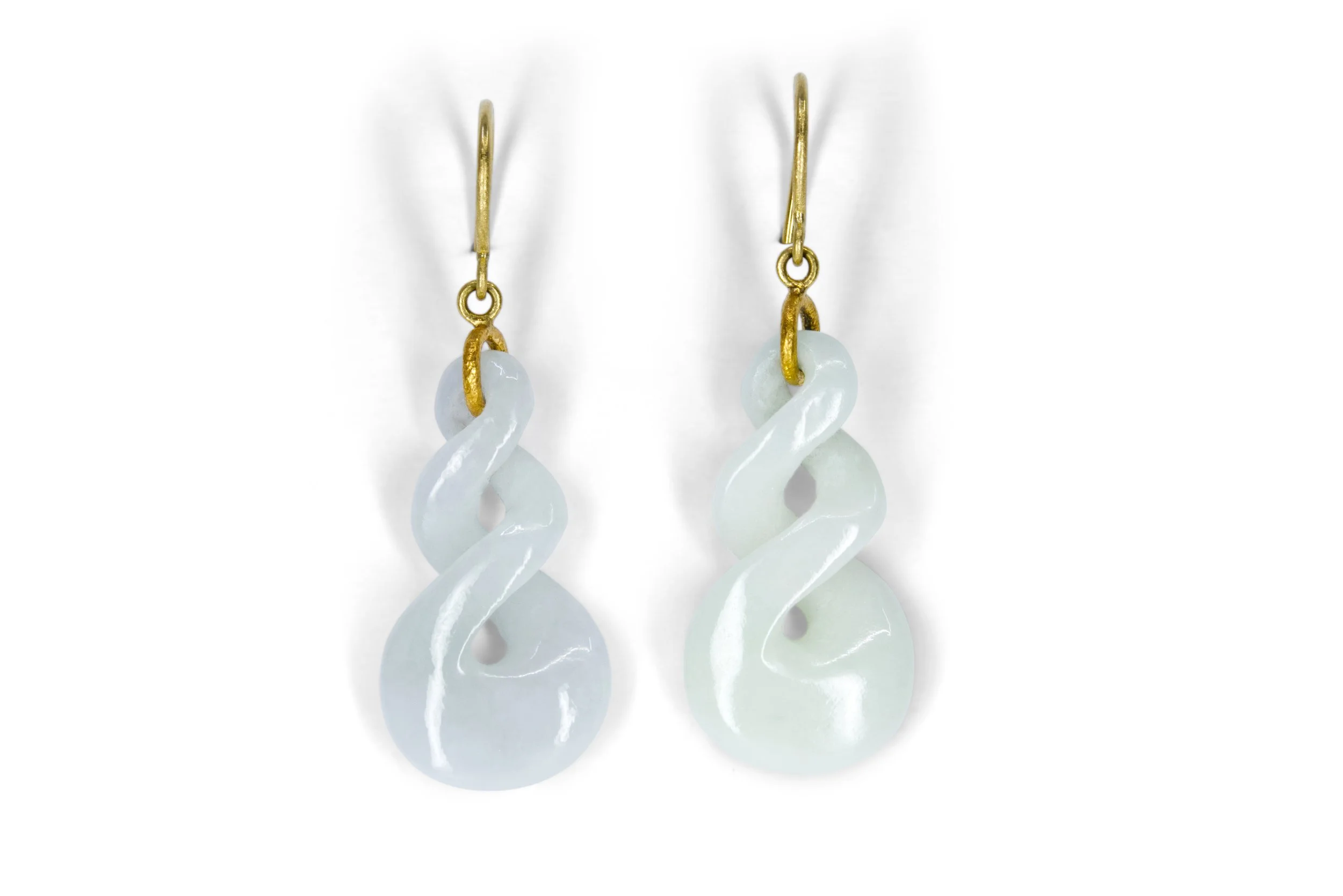 Carved Jade Twist Earrings