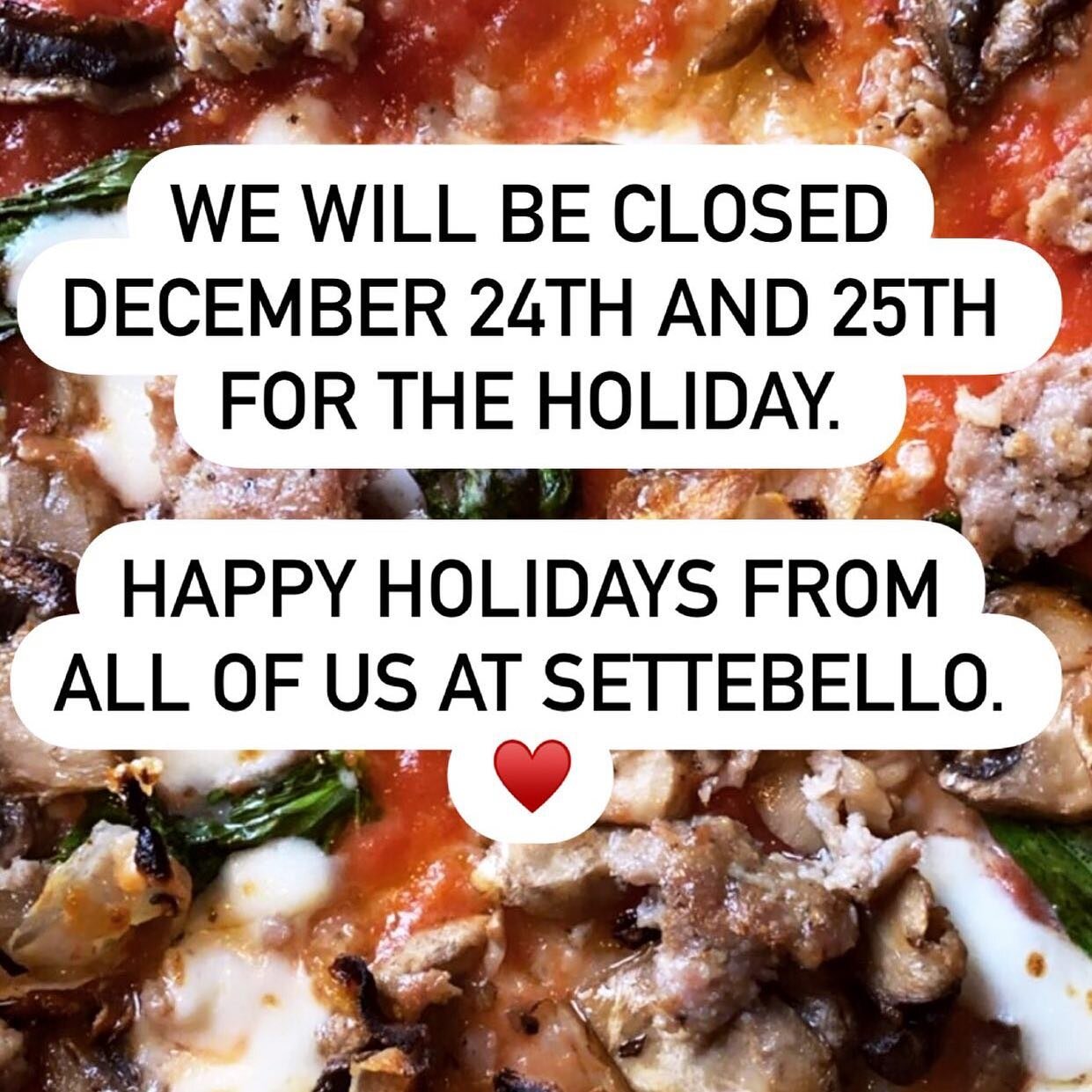 We wish everyone a joy filled holiday. We will see you on the 26th. &hearts;️