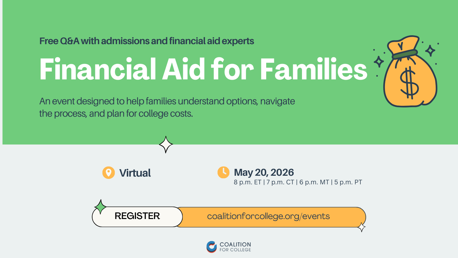 Save the date: Financial Aid for Families