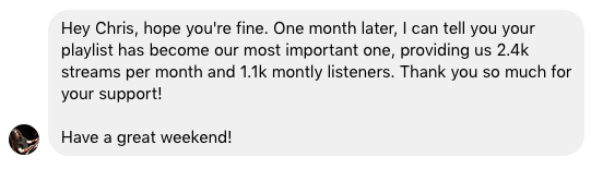 Thankful message from metal band member about streams on Spotify