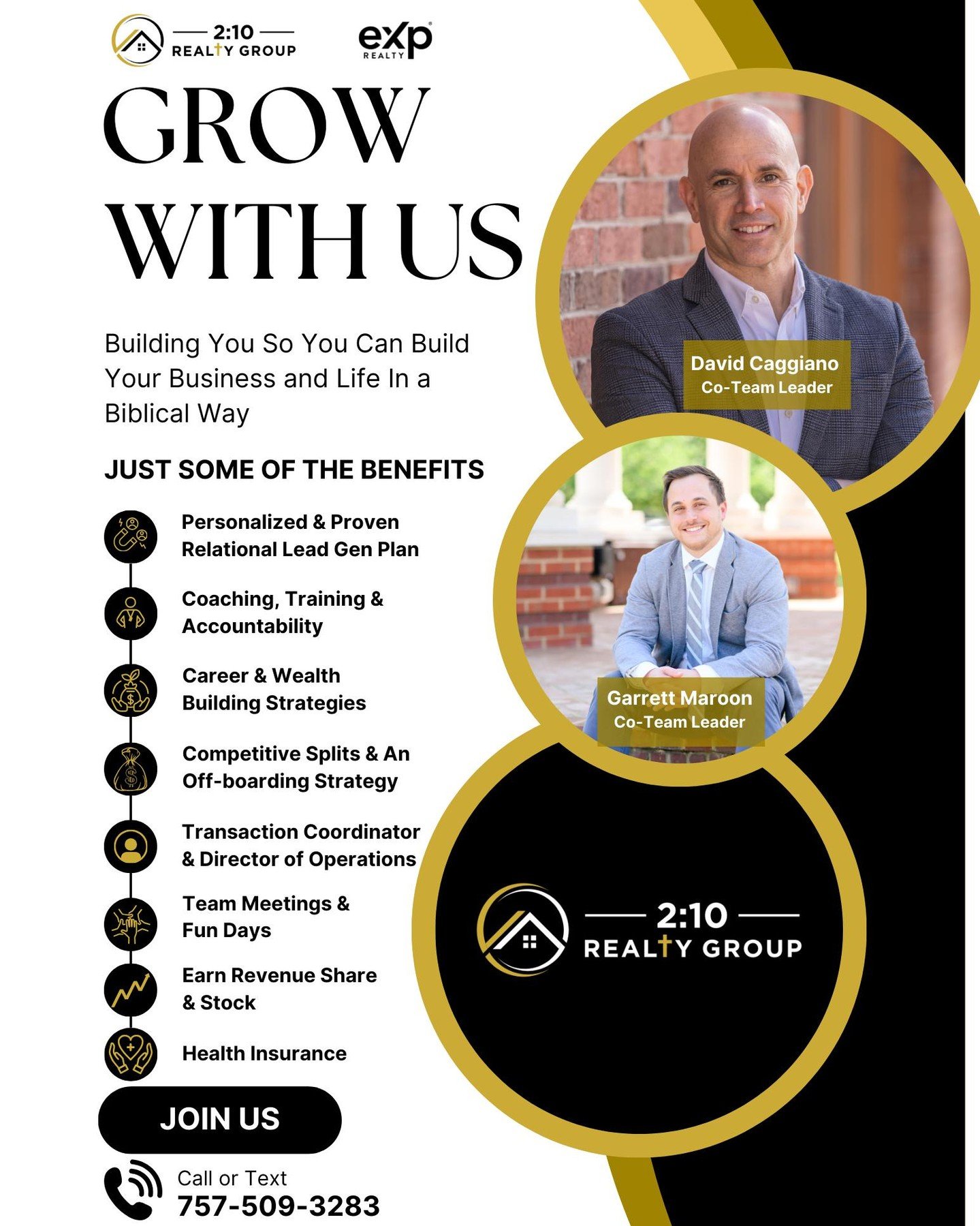 Are you looking to build your real estate business and life in a Biblical way? At 2:10 Realty Group, we provide the tools, training, and support you need to thrive&mdash;both professionally and personally.

🔥 Just some of the benefits:
✅ Personalize