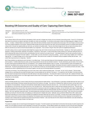 Boosting UR Outcomes and Quality of Care: Capturing Client Quotes